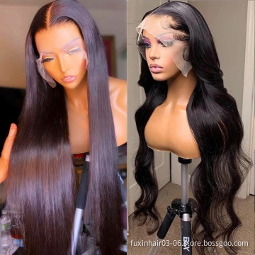 Transparent 13x4 Lace 360 Closure Wigs Pre Plucked 30 Inch Full Lace Human Hair Wigs Bleached Knot Straight Hd Lace Frontal Wig